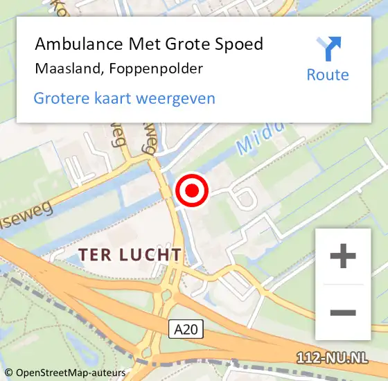 Locatie op kaart van de 112 melding: Ambulance Met Grote Spoed Naar Maasland, Foppenpolder op 13 april 2023 20:09