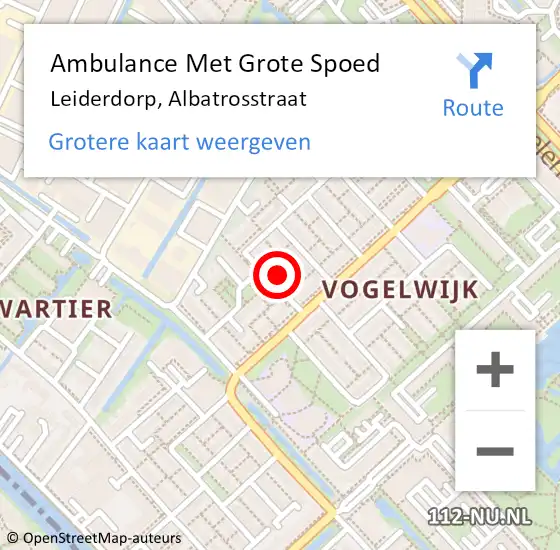 Locatie op kaart van de 112 melding: Ambulance Met Grote Spoed Naar Leiderdorp, Albatrosstraat op 13 april 2023 20:18