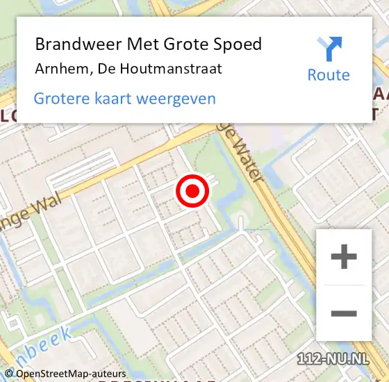 Locatie op kaart van de 112 melding: Brandweer Met Grote Spoed Naar Arnhem, De Houtmanstraat op 13 april 2023 21:10