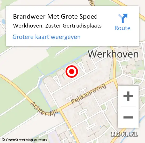 Locatie op kaart van de 112 melding: Brandweer Met Grote Spoed Naar Werkhoven, Zuster Gertrudisplaats op 13 april 2023 21:39