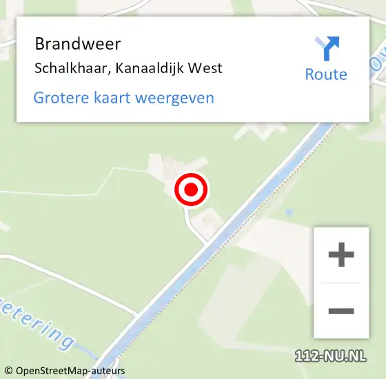 Locatie op kaart van de 112 melding: Brandweer Schalkhaar, Kanaaldijk West op 13 april 2023 22:05