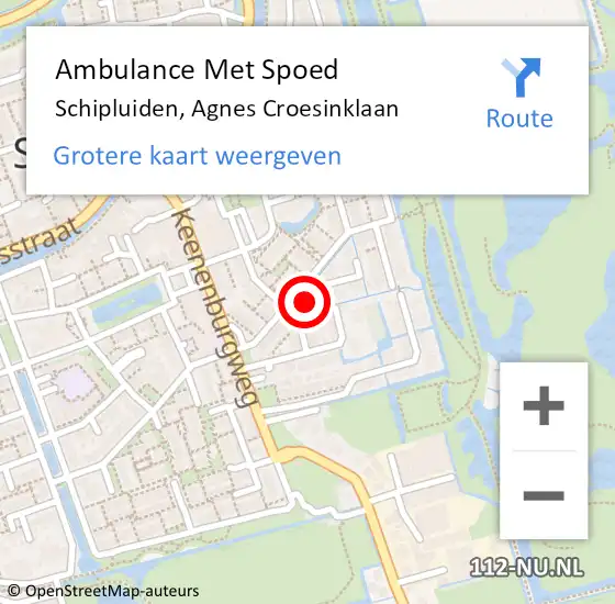 Locatie op kaart van de 112 melding: Ambulance Met Spoed Naar Schipluiden, Agnes Croesinklaan op 13 april 2023 23:45