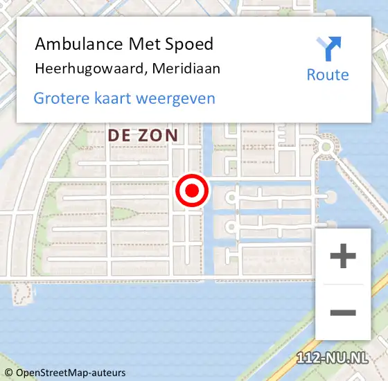 Locatie op kaart van de 112 melding: Ambulance Met Spoed Naar Heerhugowaard, Meridiaan op 14 april 2023 00:30