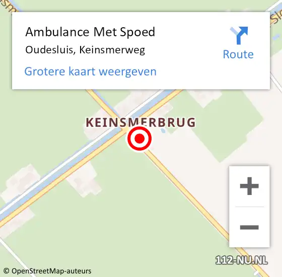 Locatie op kaart van de 112 melding: Ambulance Met Spoed Naar Oudesluis, Keinsmerweg op 14 april 2023 00:40