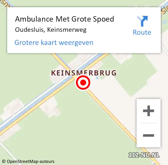 Locatie op kaart van de 112 melding: Ambulance Met Grote Spoed Naar Oudesluis, Keinsmerweg op 14 april 2023 00:41