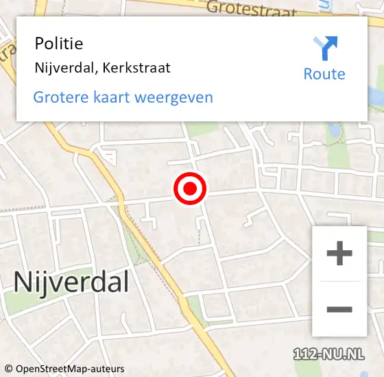 Locatie op kaart van de 112 melding: Politie Nijverdal, Kerkstraat op 14 april 2023 00:52