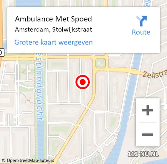 Locatie op kaart van de 112 melding: Ambulance Met Spoed Naar Amsterdam, Stolwijkstraat op 14 april 2023 01:43