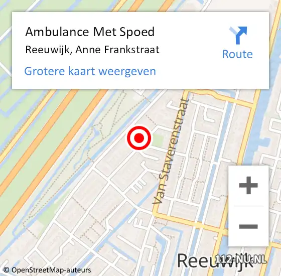 Locatie op kaart van de 112 melding: Ambulance Met Spoed Naar Reeuwijk, Anne Frankstraat op 14 april 2023 01:52