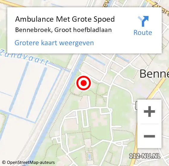 Locatie op kaart van de 112 melding: Ambulance Met Grote Spoed Naar Bennebroek, Groot hoefbladlaan op 14 april 2023 02:17