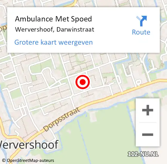 Locatie op kaart van de 112 melding: Ambulance Met Spoed Naar Wervershoof, Darwinstraat op 14 april 2023 02:31