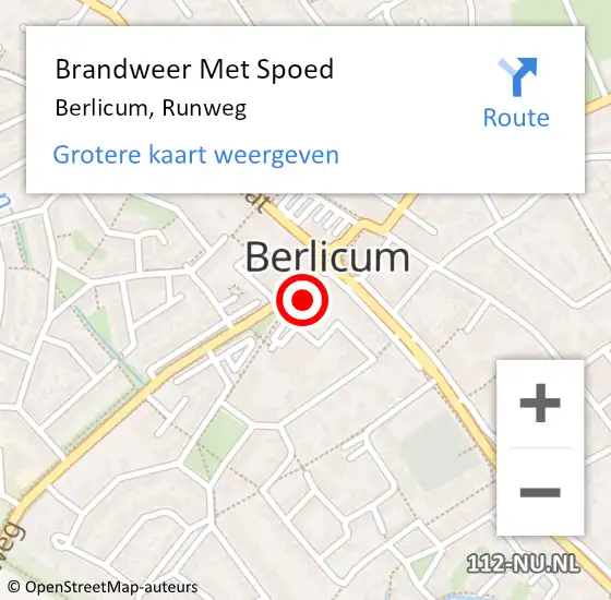 Locatie op kaart van de 112 melding: Brandweer Met Spoed Naar Berlicum, Runweg op 14 april 2023 03:08