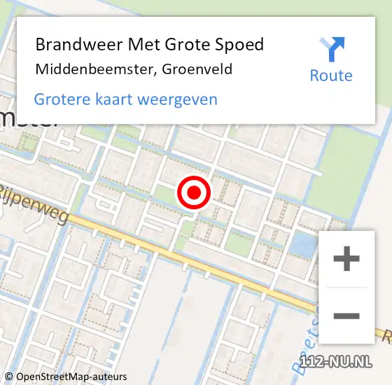 Locatie op kaart van de 112 melding: Brandweer Met Grote Spoed Naar Middenbeemster, Groenveld op 14 april 2023 03:11