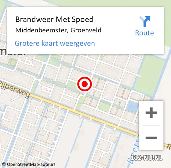 Locatie op kaart van de 112 melding: Brandweer Met Spoed Naar Middenbeemster, Groenveld op 14 april 2023 04:00