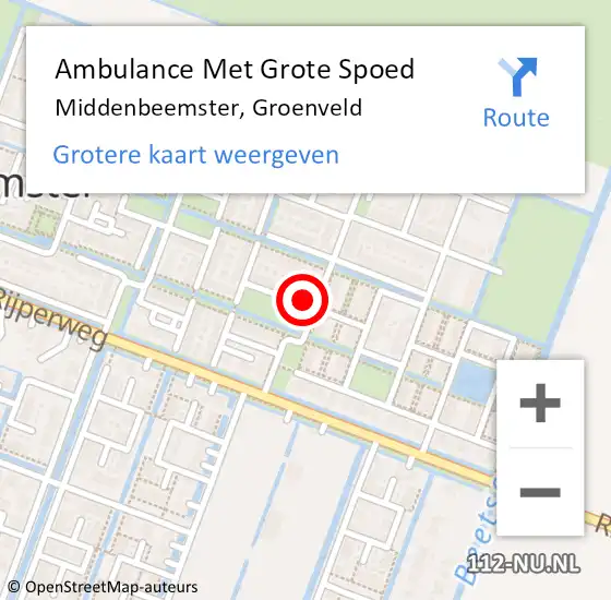 Locatie op kaart van de 112 melding: Ambulance Met Grote Spoed Naar Middenbeemster, Groenveld op 14 april 2023 04:08