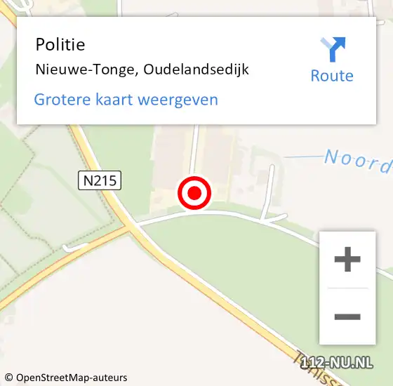 Locatie op kaart van de 112 melding: Politie Nieuwe-Tonge, Oudelandsedijk op 14 april 2023 04:35