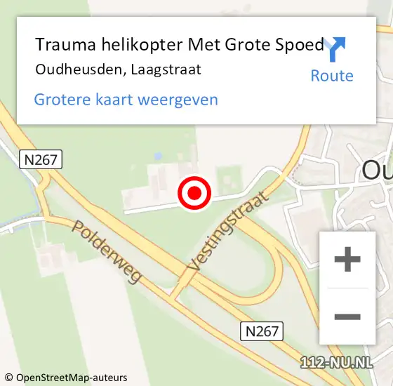 Locatie op kaart van de 112 melding: Trauma helikopter Met Grote Spoed Naar Oudheusden, Laagstraat op 14 april 2023 07:07
