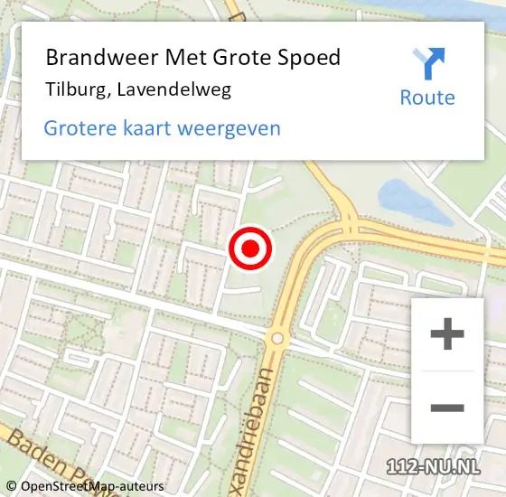 Locatie op kaart van de 112 melding: Brandweer Met Grote Spoed Naar Tilburg, Lavendelweg op 14 april 2023 07:52