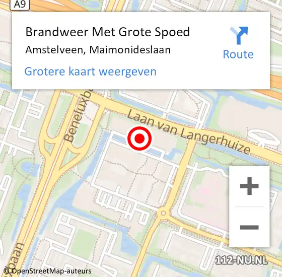 Locatie op kaart van de 112 melding: Brandweer Met Grote Spoed Naar Amstelveen, Maimonideslaan op 14 april 2023 07:58