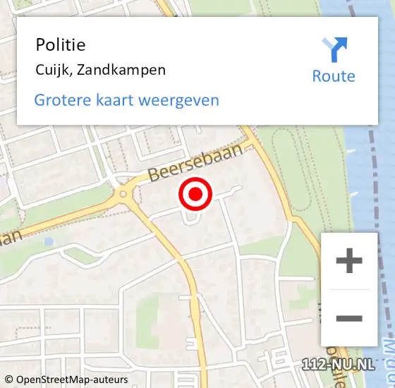 Locatie op kaart van de 112 melding: Politie Cuijk, Zandkampen op 14 april 2023 08:21