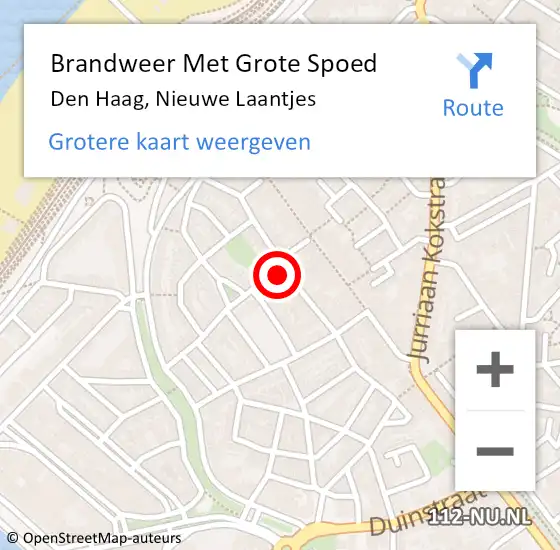 Locatie op kaart van de 112 melding: Brandweer Met Grote Spoed Naar Den Haag, Nieuwe Laantjes op 14 april 2023 08:27