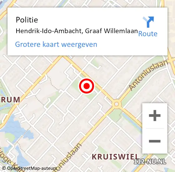 Locatie op kaart van de 112 melding: Politie Hendrik-Ido-Ambacht, Graaf Willemlaan op 14 april 2023 08:42