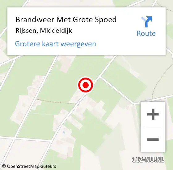 Locatie op kaart van de 112 melding: Brandweer Met Grote Spoed Naar Rijssen, Middeldijk op 14 april 2023 08:45