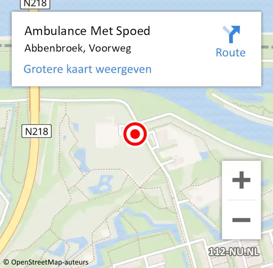 Locatie op kaart van de 112 melding: Ambulance Met Spoed Naar Abbenbroek, Voorweg op 14 april 2023 08:51