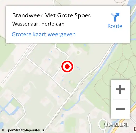 Locatie op kaart van de 112 melding: Brandweer Met Grote Spoed Naar Wassenaar, Hertelaan op 14 april 2023 08:59