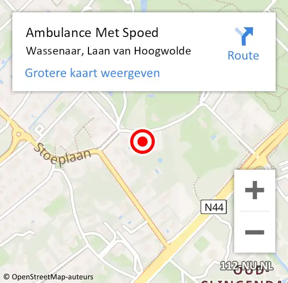 Locatie op kaart van de 112 melding: Ambulance Met Spoed Naar Wassenaar, Laan van Hoogwolde op 14 april 2023 10:09