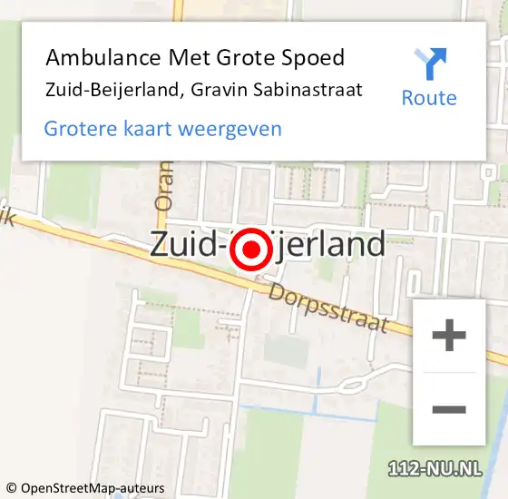 Locatie op kaart van de 112 melding: Ambulance Met Grote Spoed Naar Zuid-Beijerland, Gravin Sabinastraat op 14 april 2023 10:35