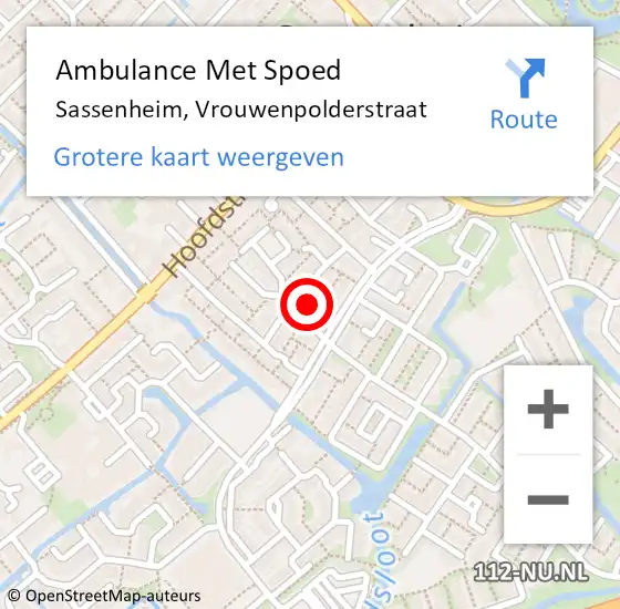 Locatie op kaart van de 112 melding: Ambulance Met Spoed Naar Sassenheim, Vrouwenpolderstraat op 14 april 2023 10:40