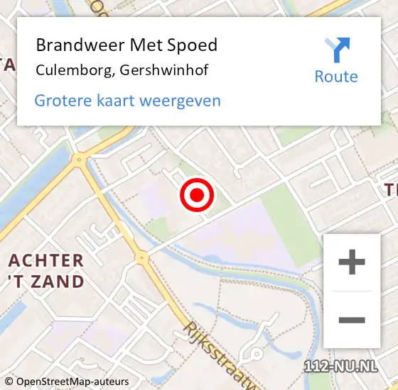 Locatie op kaart van de 112 melding: Brandweer Met Spoed Naar Culemborg, Gershwinhof op 14 april 2023 10:44