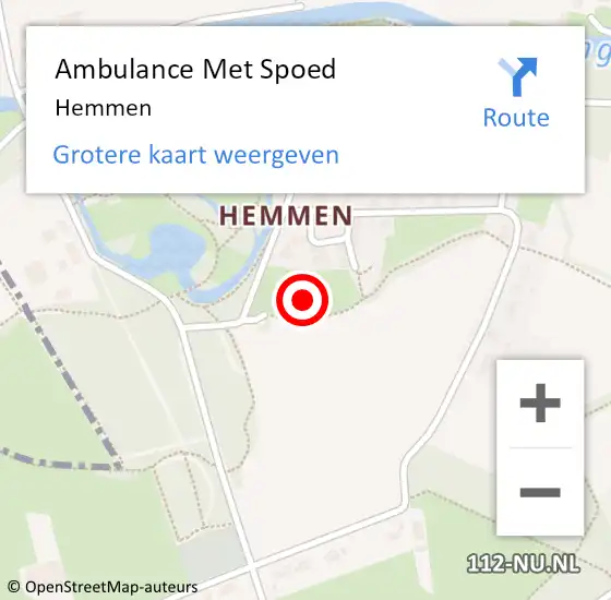Locatie op kaart van de 112 melding: Ambulance Met Spoed Naar Hemmen op 14 april 2023 10:48