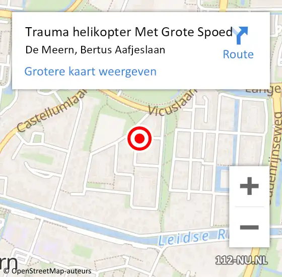Locatie op kaart van de 112 melding: Trauma helikopter Met Grote Spoed Naar De Meern, Bertus Aafjeslaan op 14 april 2023 10:51