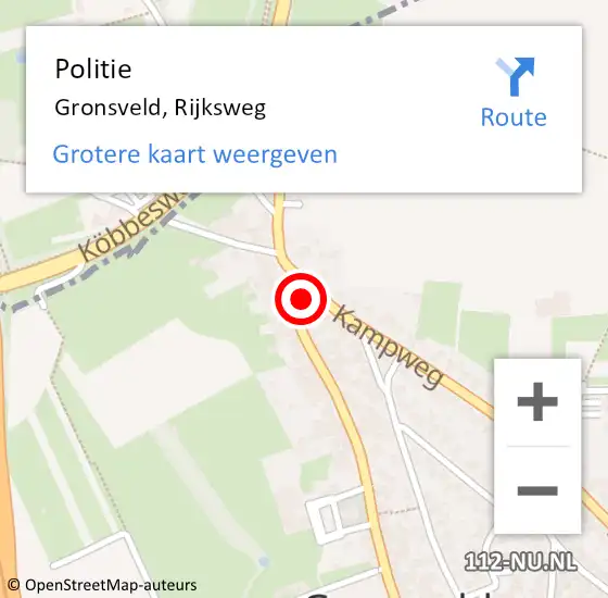 Locatie op kaart van de 112 melding: Politie Gronsveld, Rijksweg op 14 april 2023 10:59