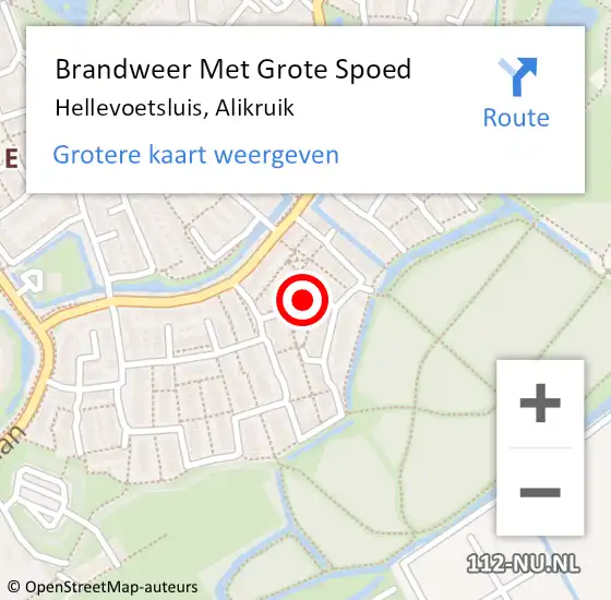 Locatie op kaart van de 112 melding: Brandweer Met Grote Spoed Naar Hellevoetsluis, Alikruik op 14 april 2023 11:12