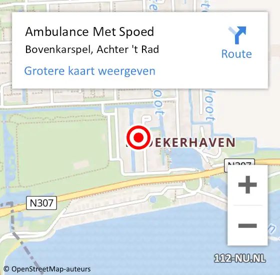 Locatie op kaart van de 112 melding: Ambulance Met Spoed Naar Bovenkarspel, Achter 't Rad op 14 april 2023 11:18