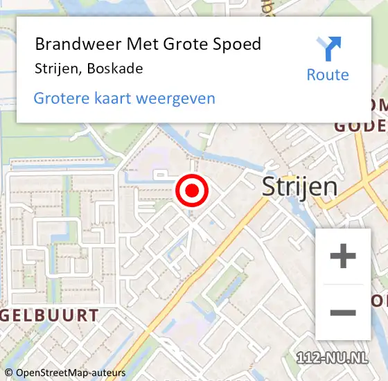 Locatie op kaart van de 112 melding: Brandweer Met Grote Spoed Naar Strijen, Boskade op 14 april 2023 11:23