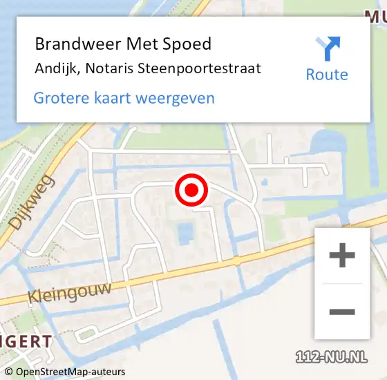 Locatie op kaart van de 112 melding: Brandweer Met Spoed Naar Andijk, Notaris Steenpoortestraat op 14 april 2023 11:49