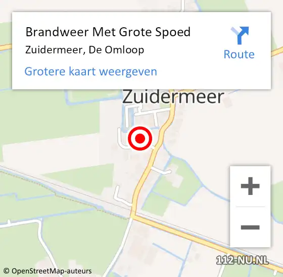 Locatie op kaart van de 112 melding: Brandweer Met Grote Spoed Naar Zuidermeer, De Omloop op 14 april 2023 12:17