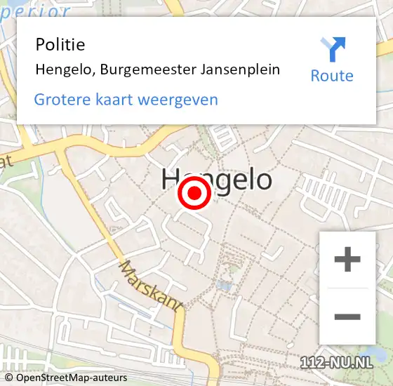 Locatie op kaart van de 112 melding: Politie Hengelo, Burgemeester Jansenplein op 14 april 2023 12:38
