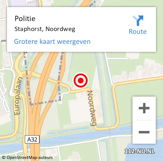 Locatie op kaart van de 112 melding: Politie Staphorst, Noordweg op 14 april 2023 12:51