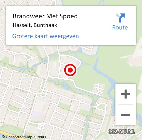 Locatie op kaart van de 112 melding: Brandweer Met Spoed Naar Hasselt, Bunthaak op 14 april 2023 13:30