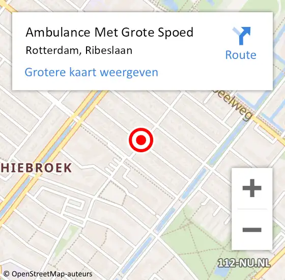 Locatie op kaart van de 112 melding: Ambulance Met Grote Spoed Naar Rotterdam, Ribeslaan op 14 april 2023 13:56