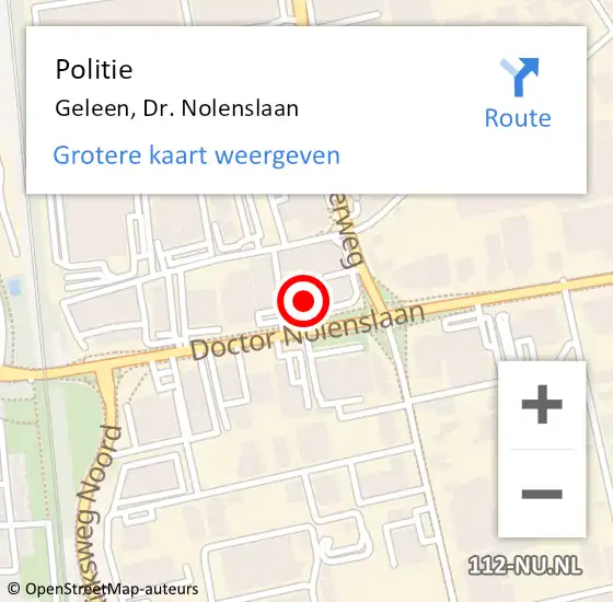 Locatie op kaart van de 112 melding: Politie Geleen, Dr. Nolenslaan op 14 april 2023 14:18