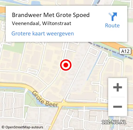 Locatie op kaart van de 112 melding: Brandweer Met Grote Spoed Naar Veenendaal, Wiltonstraat op 14 april 2023 14:39