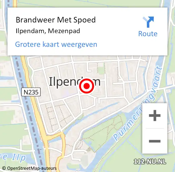 Locatie op kaart van de 112 melding: Brandweer Met Spoed Naar Ilpendam, Mezenpad op 14 april 2023 14:49