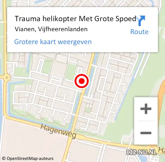 Locatie op kaart van de 112 melding: Trauma helikopter Met Grote Spoed Naar Vianen, Vijfheerenlanden op 14 april 2023 14:57