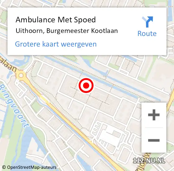 Locatie op kaart van de 112 melding: Ambulance Met Spoed Naar Uithoorn, Burgemeester Kootlaan op 14 april 2023 15:25