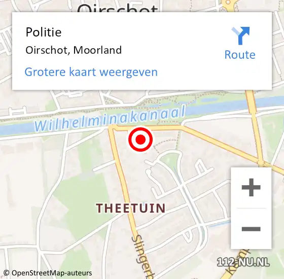 Locatie op kaart van de 112 melding: Politie Oirschot, Moorland op 14 april 2023 15:28